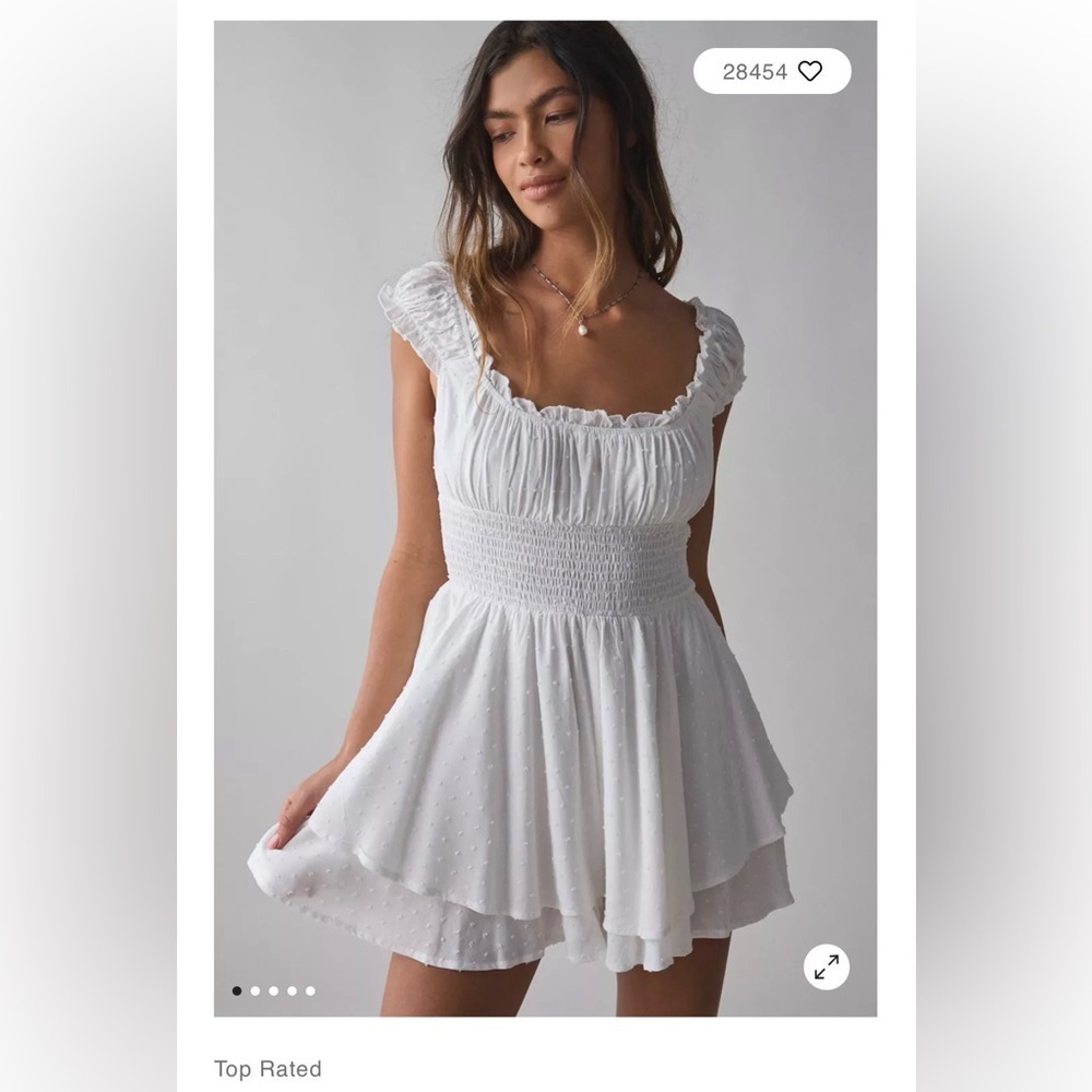 Urban Outfitters Rosie Smocked Tiered Ruffle Romper - Picture 1 of 7